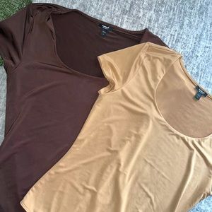 Brown and tan bodysuits